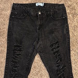 One zone distressed skinny jeans